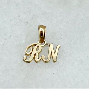 10K Yellow Gold Small Nurse "RN" Pendant